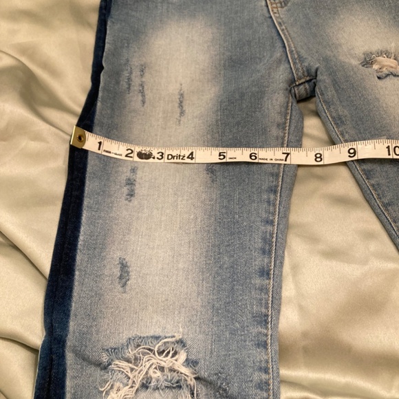 Zeo Basic Premium Tuxedo Stripe Skinny Distressed Hi Wst Jeans 26 Fit Lk 25 EUC - Picture 12 of 16